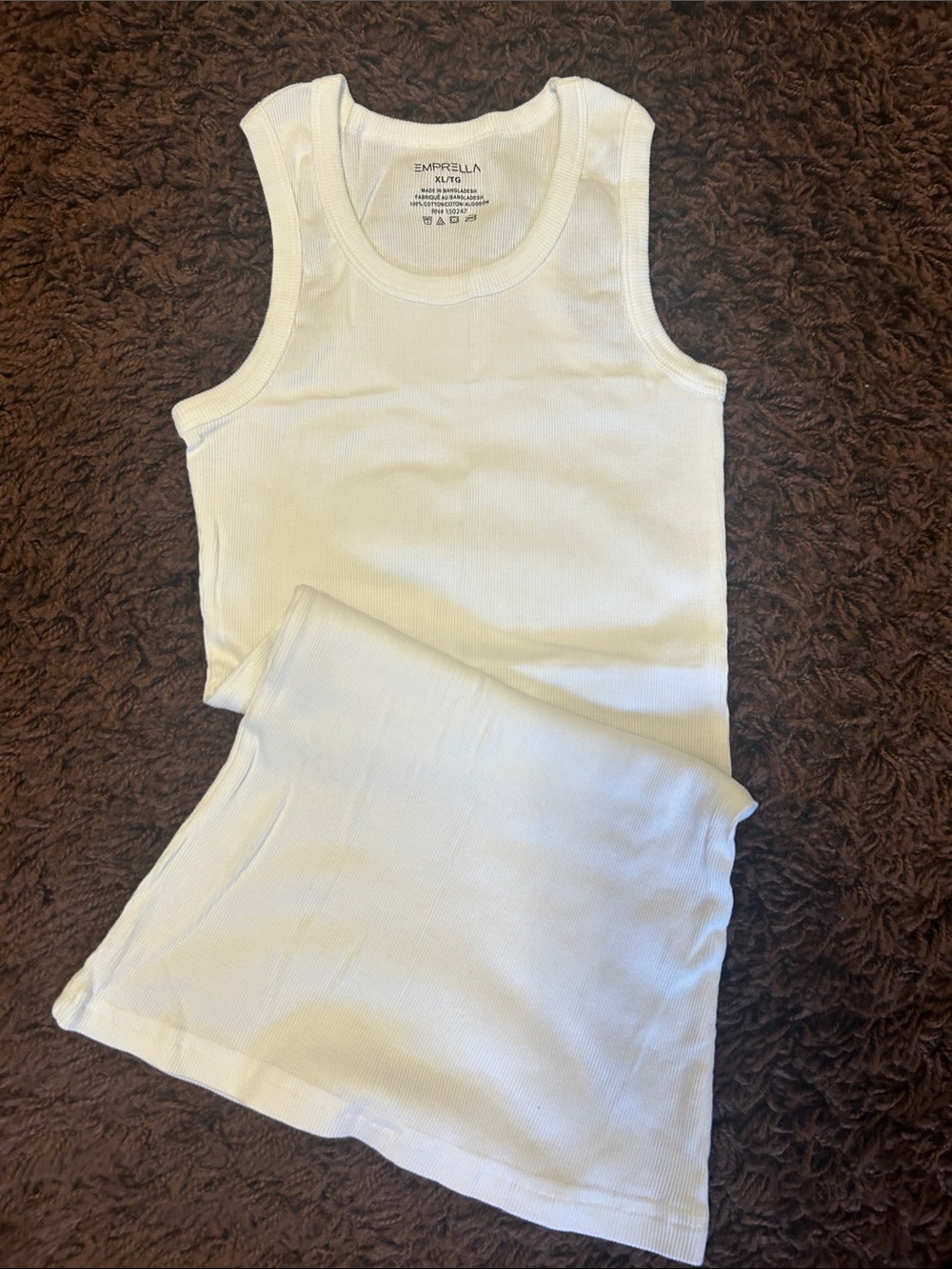 Emprella Long Size XL White Ribbed Tank 
3 Available